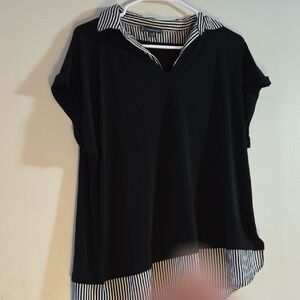 Adrianna Papell Womens Solid Knit Twofer with Printed Woven Combo